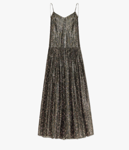 Golden Veil Silk Paisley Dress