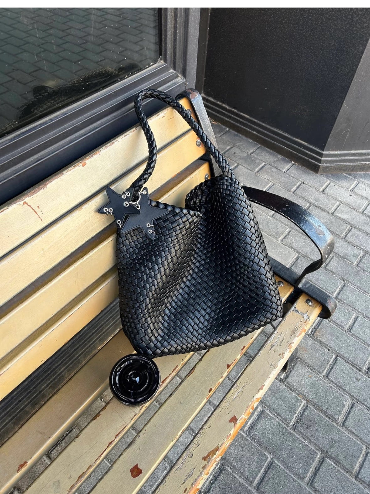 Hand-Woven Champagne Tote Bag