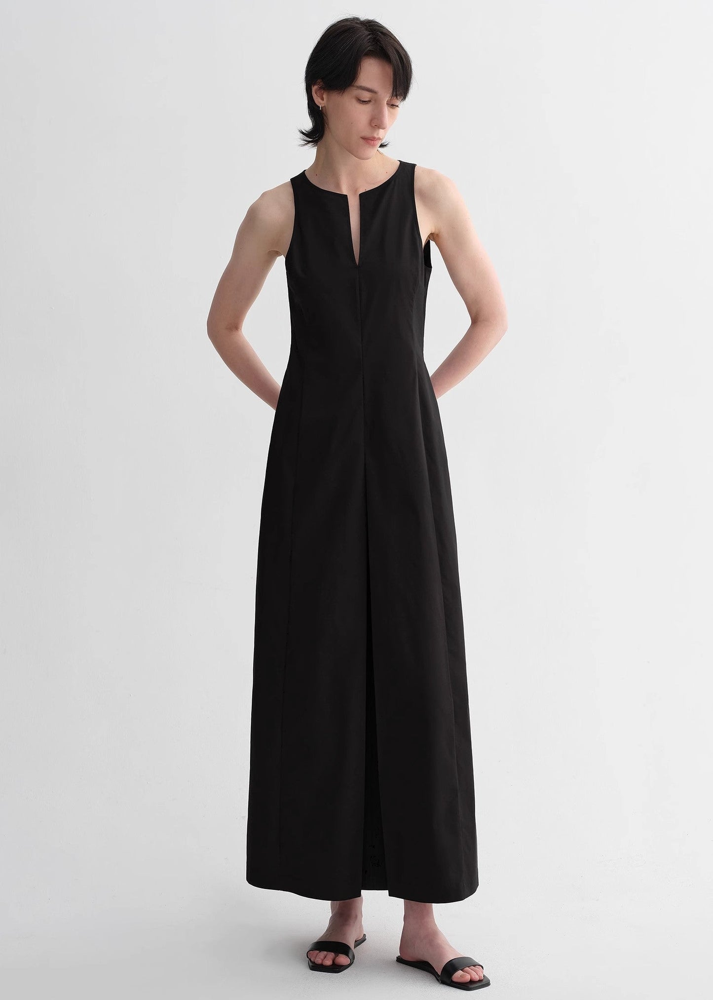 Aeressa Cocoon‑Line Pleated Dress