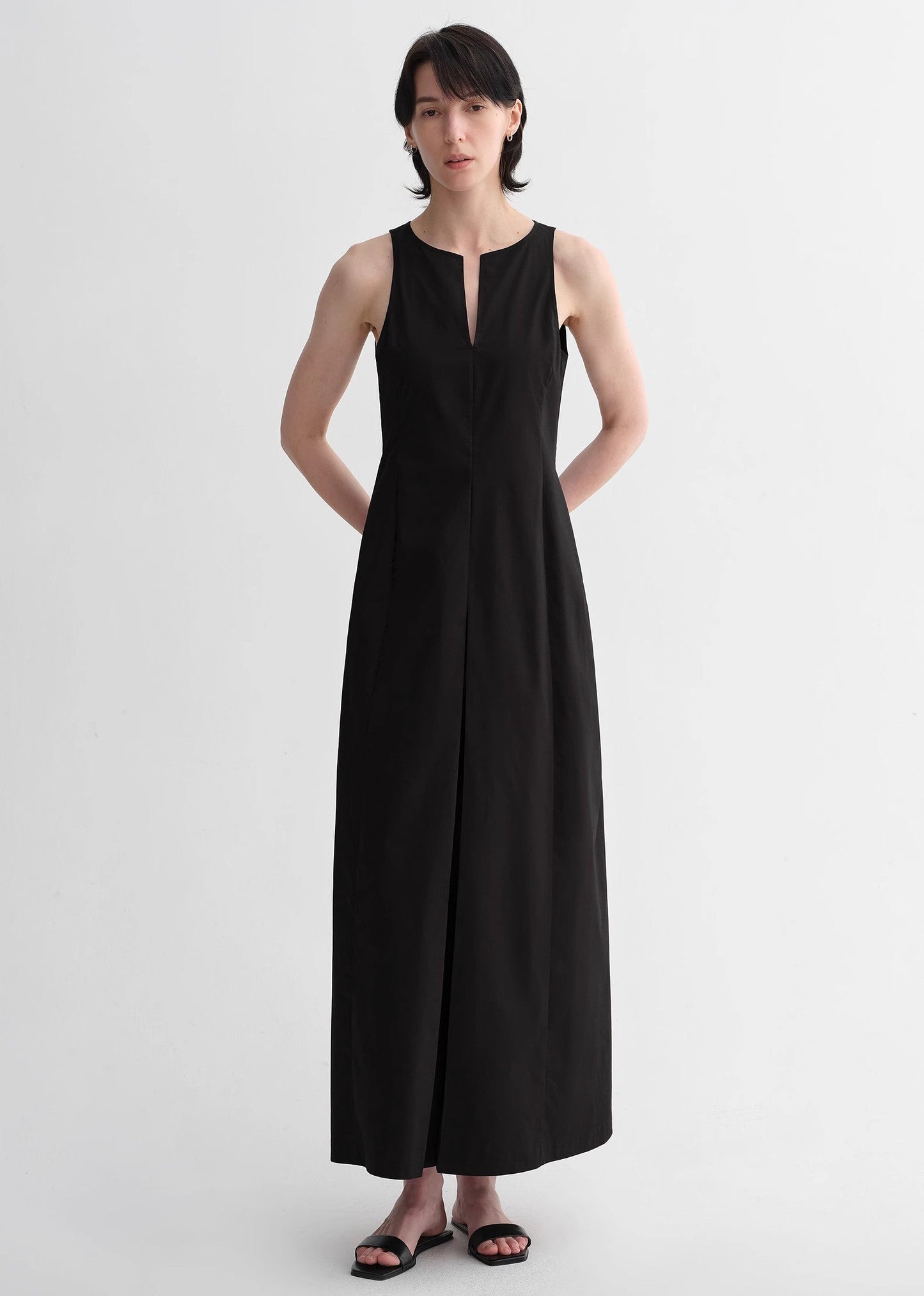 Aeressa Cocoon‑Line Pleated Dress
