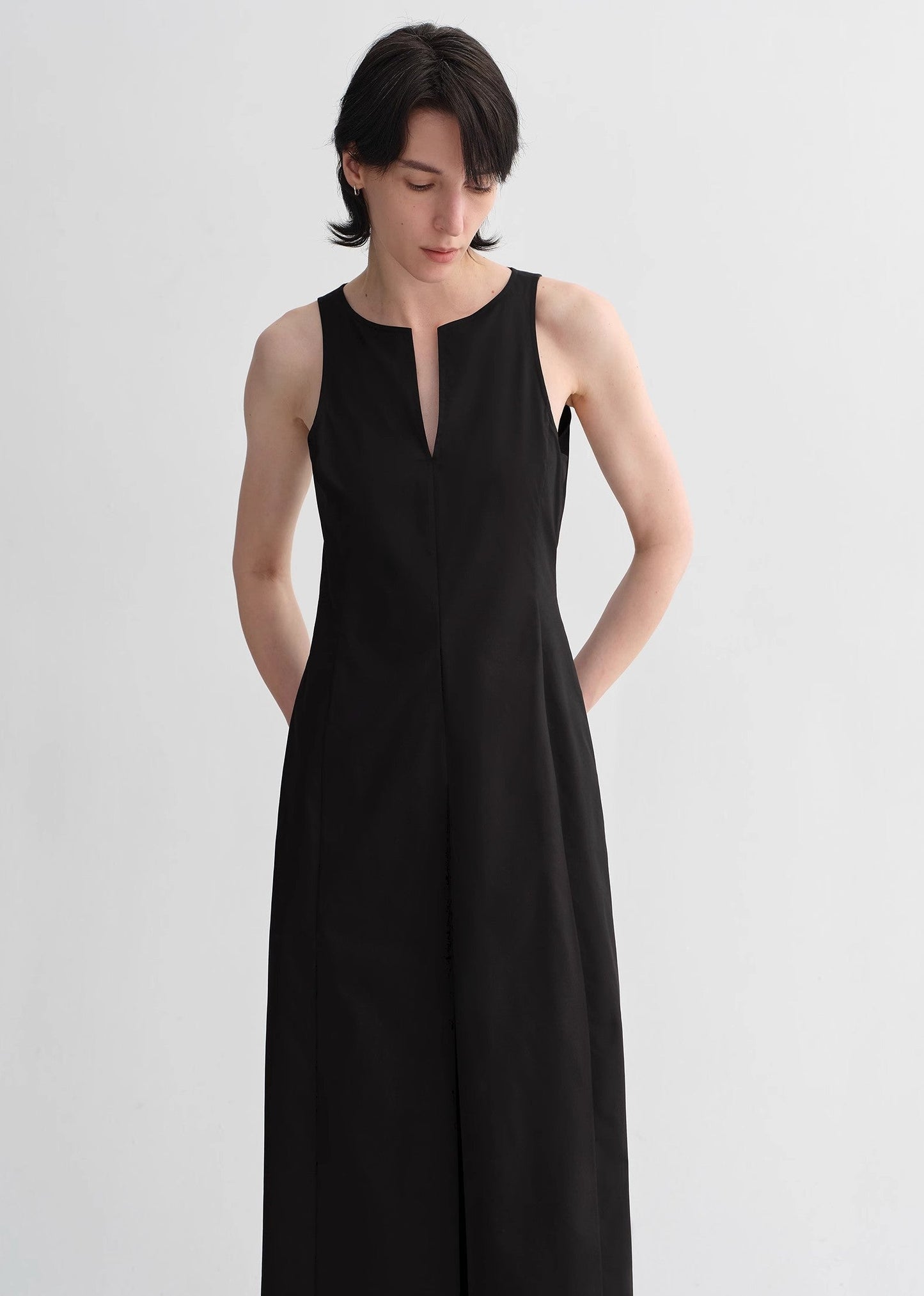 Aeressa Cocoon‑Line Pleated Dress