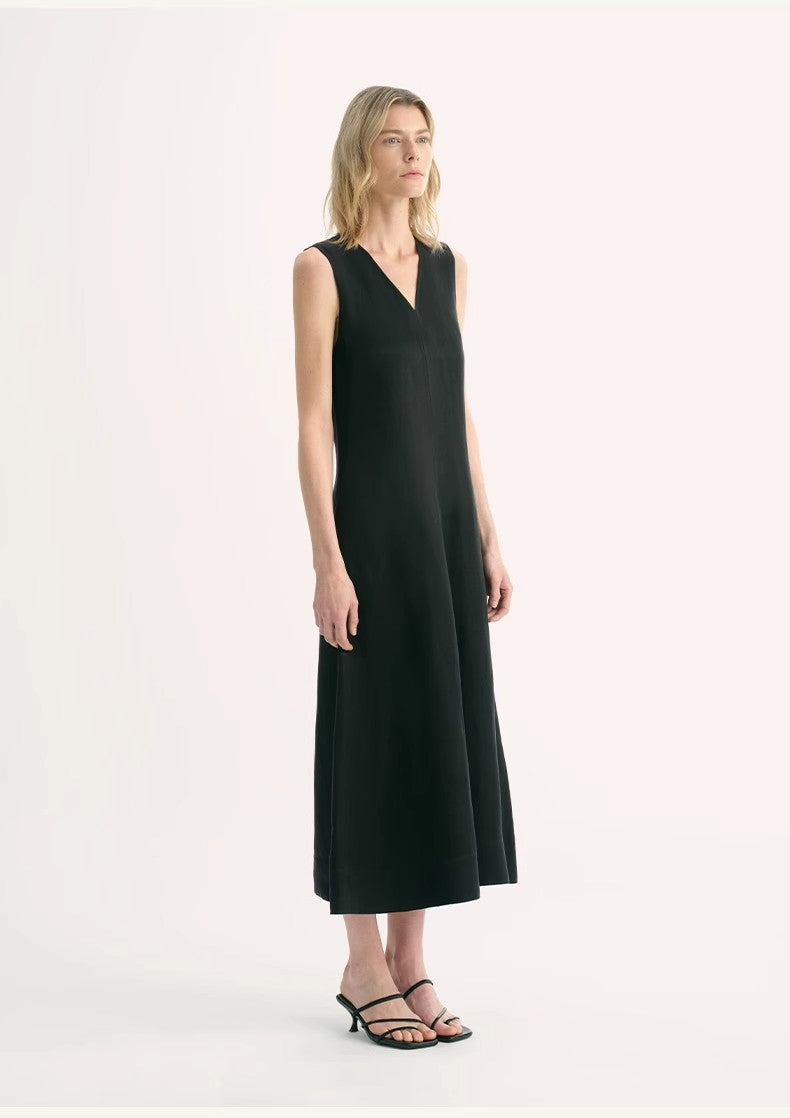 Aurevae Cupro‑Linen A‑Line Dress