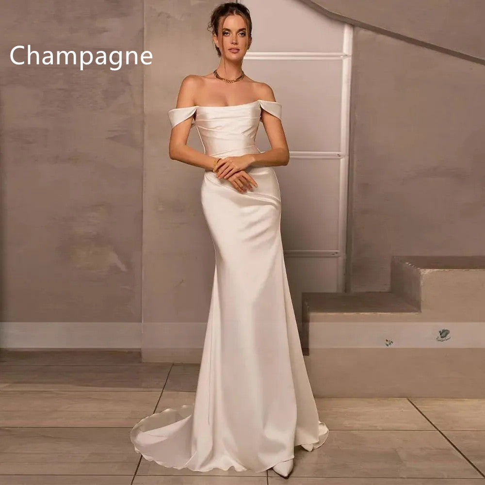 Ivory Luxe Satin Mermaid Silhouette Dress