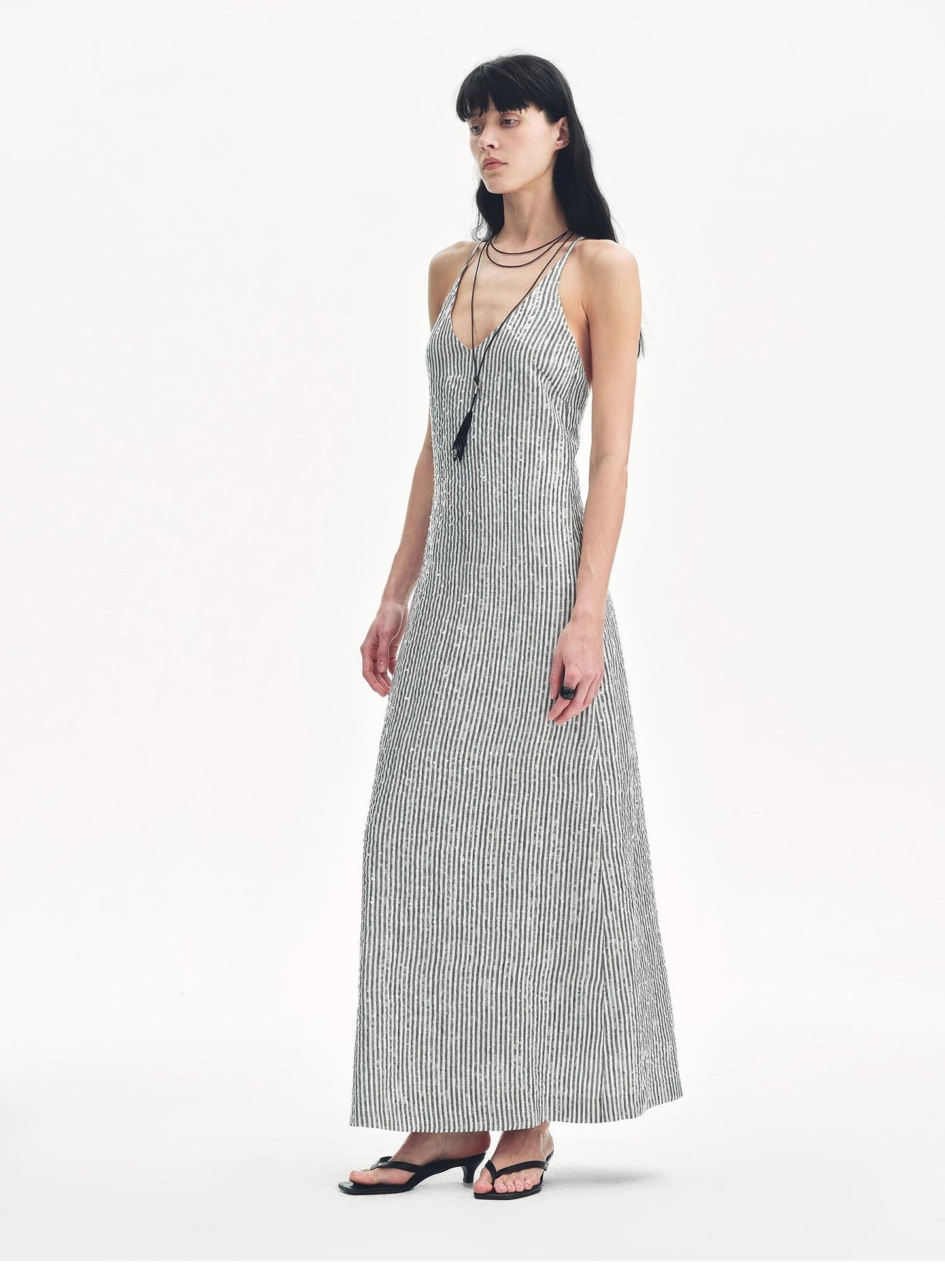 Astrenya Sequin Linen Maxi Dress