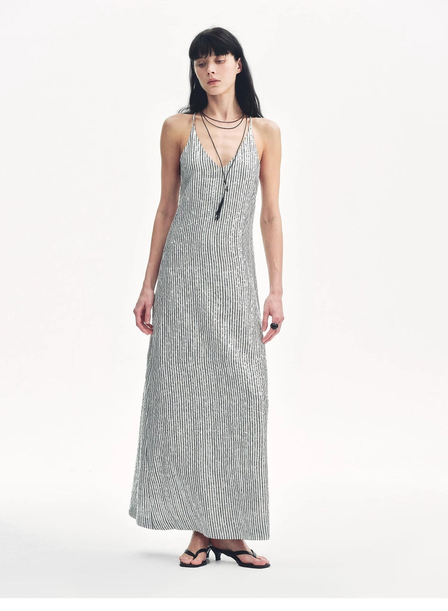 Astrenya Sequin Linen Maxi Dress