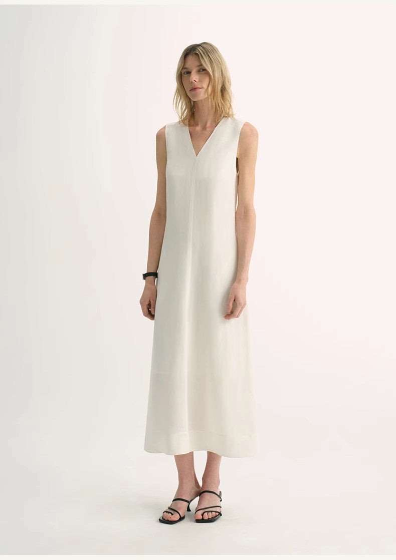 Aurevae Cupro‑Linen A‑Line Dress