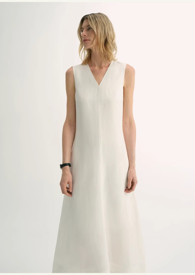 Aurevae Cupro‑Linen A‑Line Dress