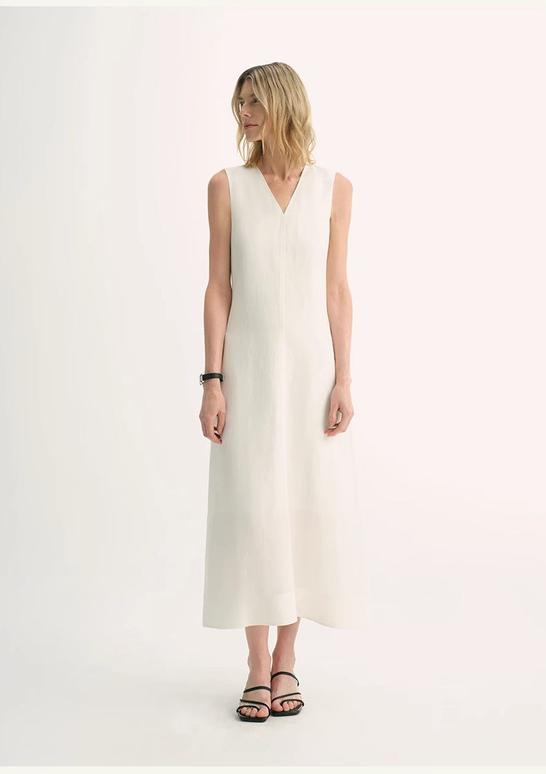 Aurevae Cupro‑Linen A‑Line Dress