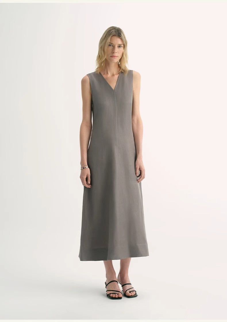 Aurevae Cupro‑Linen A‑Line Dress