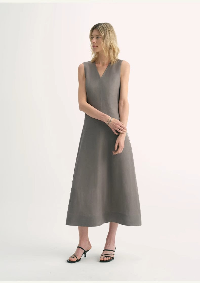 Aurevae Cupro‑Linen A‑Line Dress