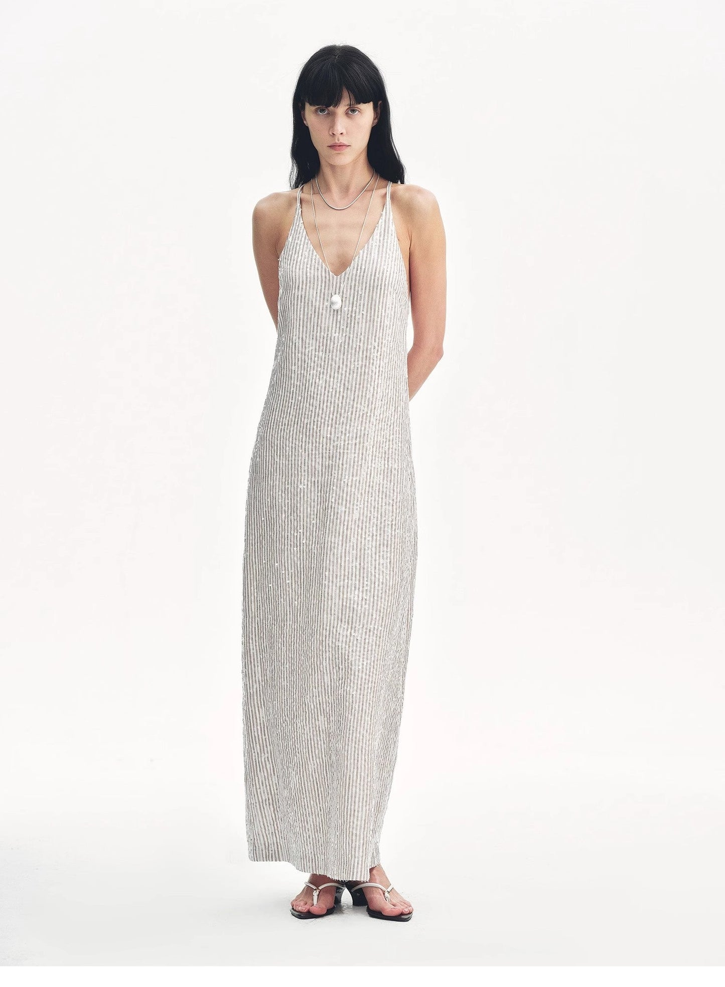 Astrenya Sequin Linen Maxi Dress