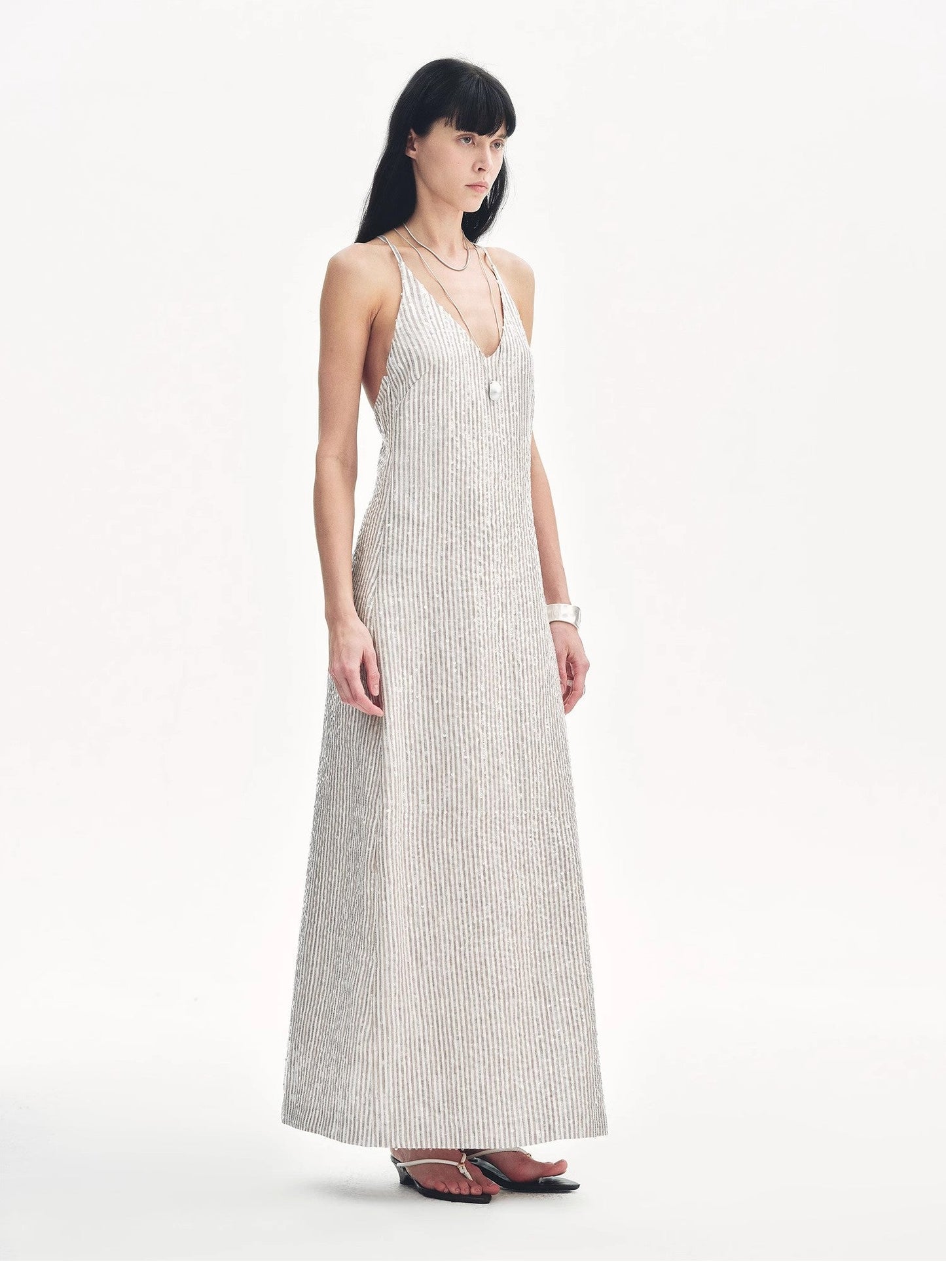 Astrenya Sequin Linen Maxi Dress