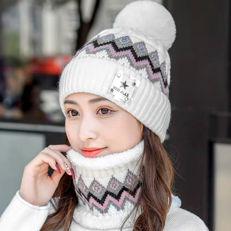 Fleece Scarf Warm And Cold Ear Protection Hat Set
