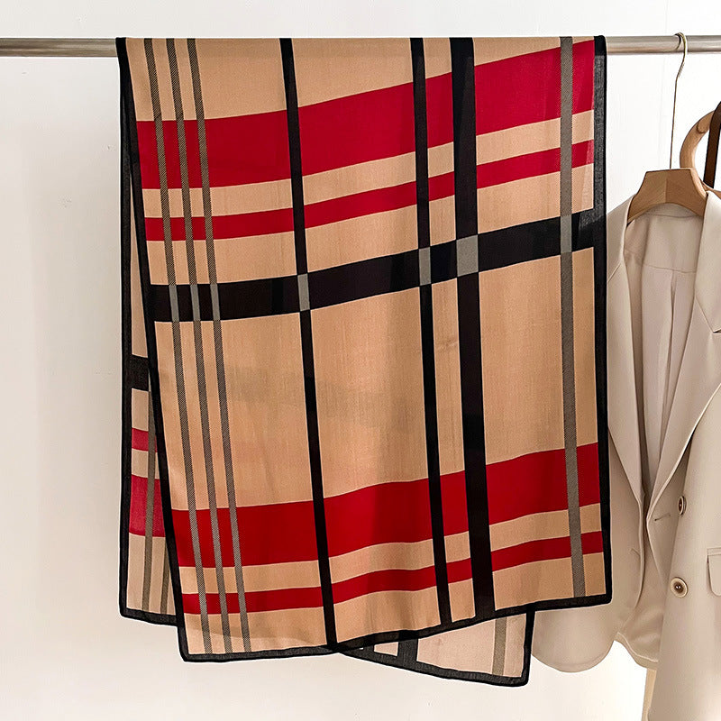 Autumn and Winter Elegant Tie-Dye Scarf in Beige and Khaki