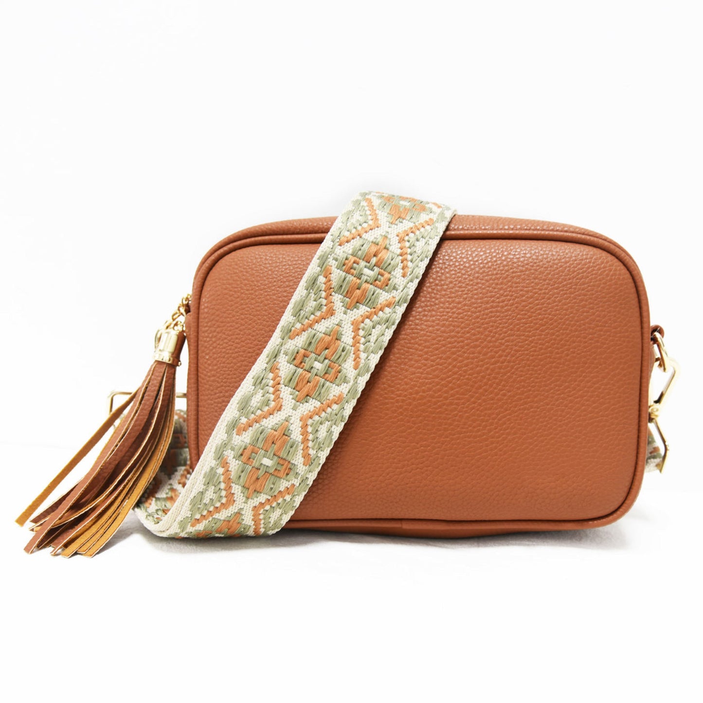 The Luna | Camera Crossbody With Medallion Strap - Brown