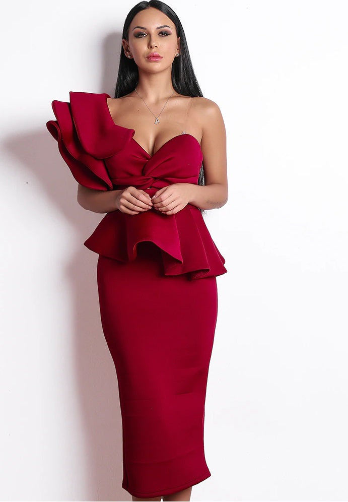 Ravela Red Ankle Cocktail Dress