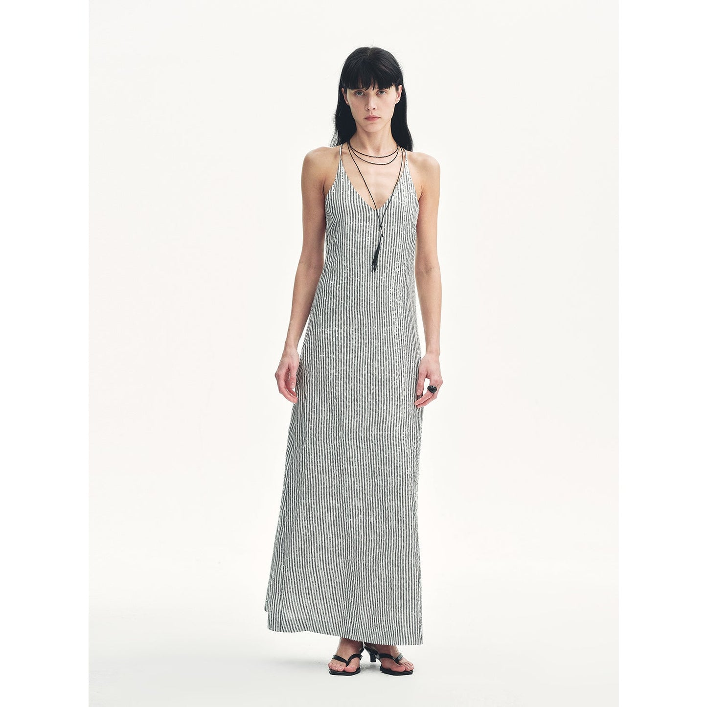 Astrenya Sequin Linen Maxi Dress