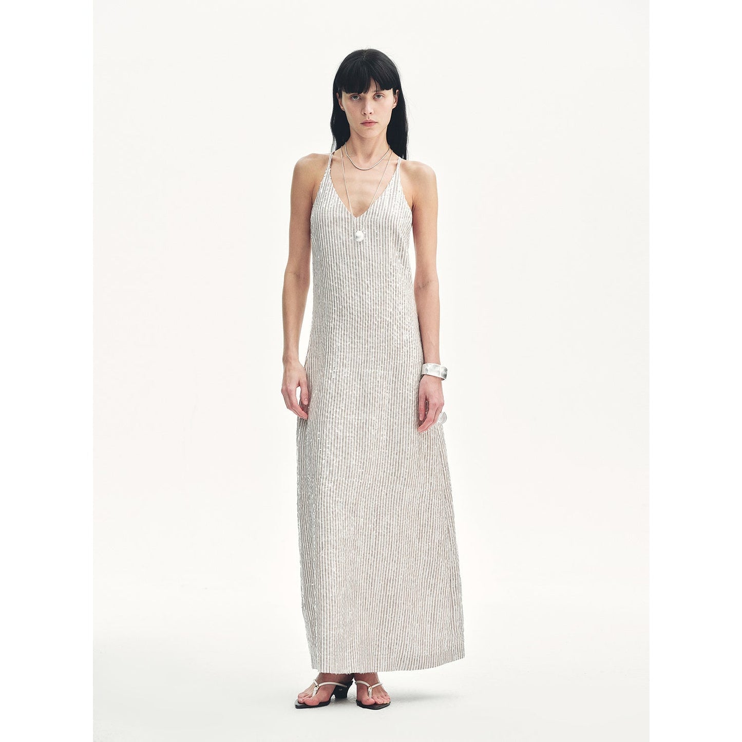Astrenya Sequin Linen Maxi Dress