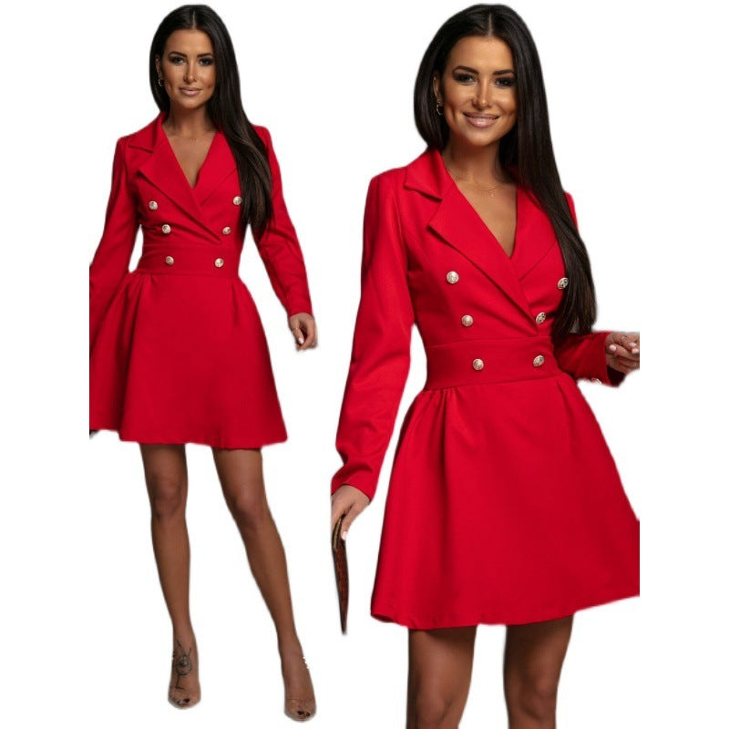 Traje y vestido de negocios con solapa cruzada para mujer