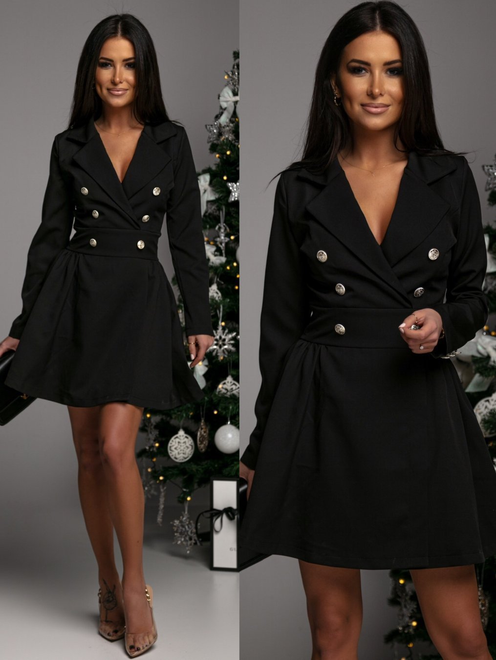 Traje y vestido de negocios con solapa cruzada para mujer