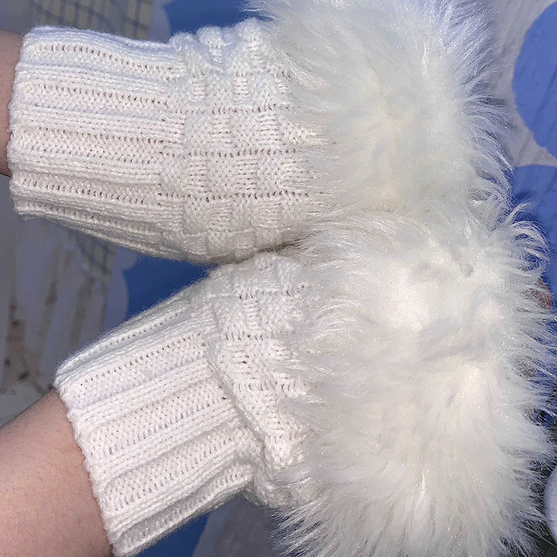 Wool Knit Gloves Sleeves Sweet Warm Versatile Wool Gloves