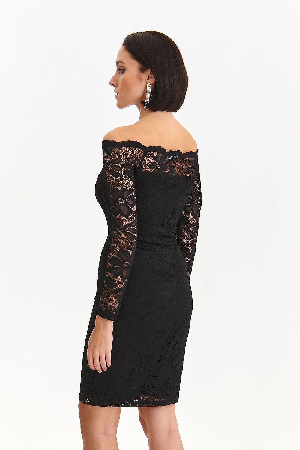 Elarisse Black Lace Bodycon Mini Dress