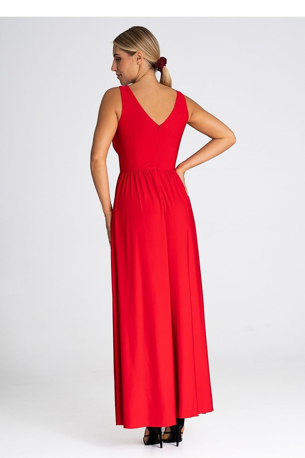 Delvanna V-Neck Maxi Dress with Slit