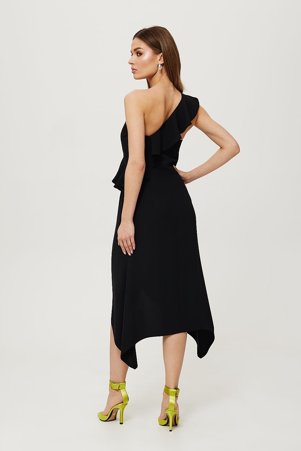 Alvarine One-Shoulder Dress with Ruffle Detail