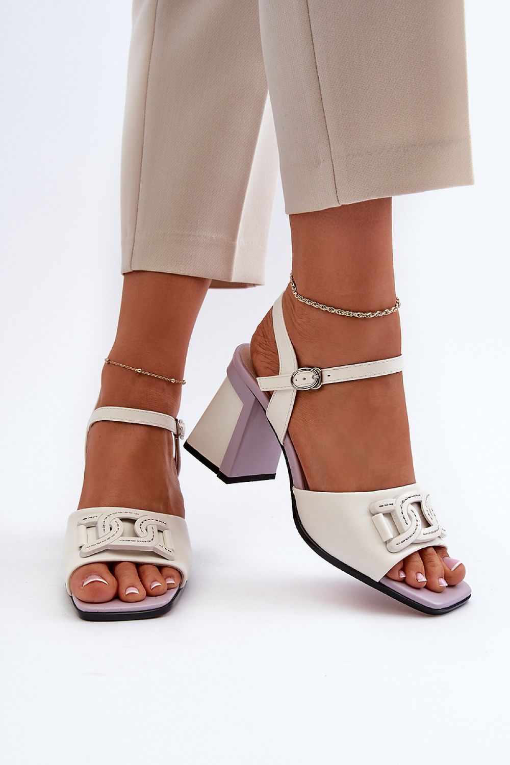 Aurelenna Post Heel Sandals with Accent