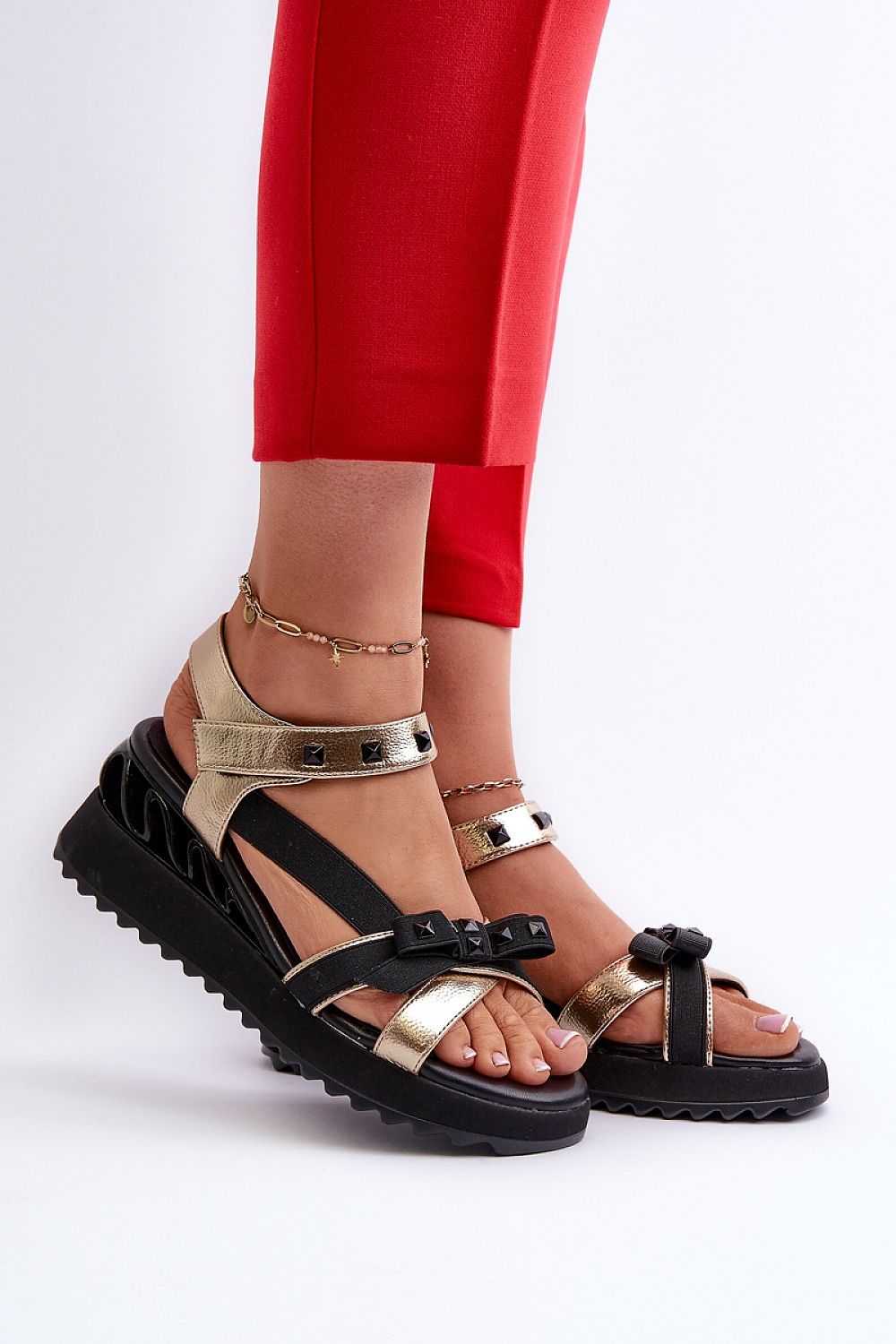 Aurelline Strap Bow Wedge Sandals