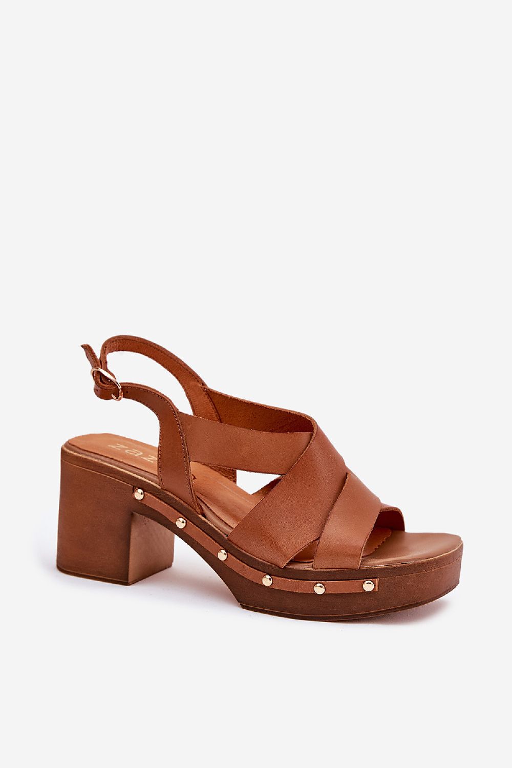 Ormeline Natural Leather Heel Sandals