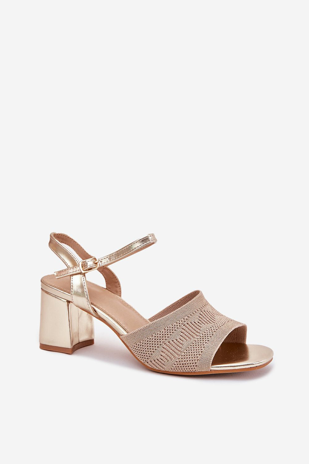 Lureciane Mixed-Media Column Heel Sandals
