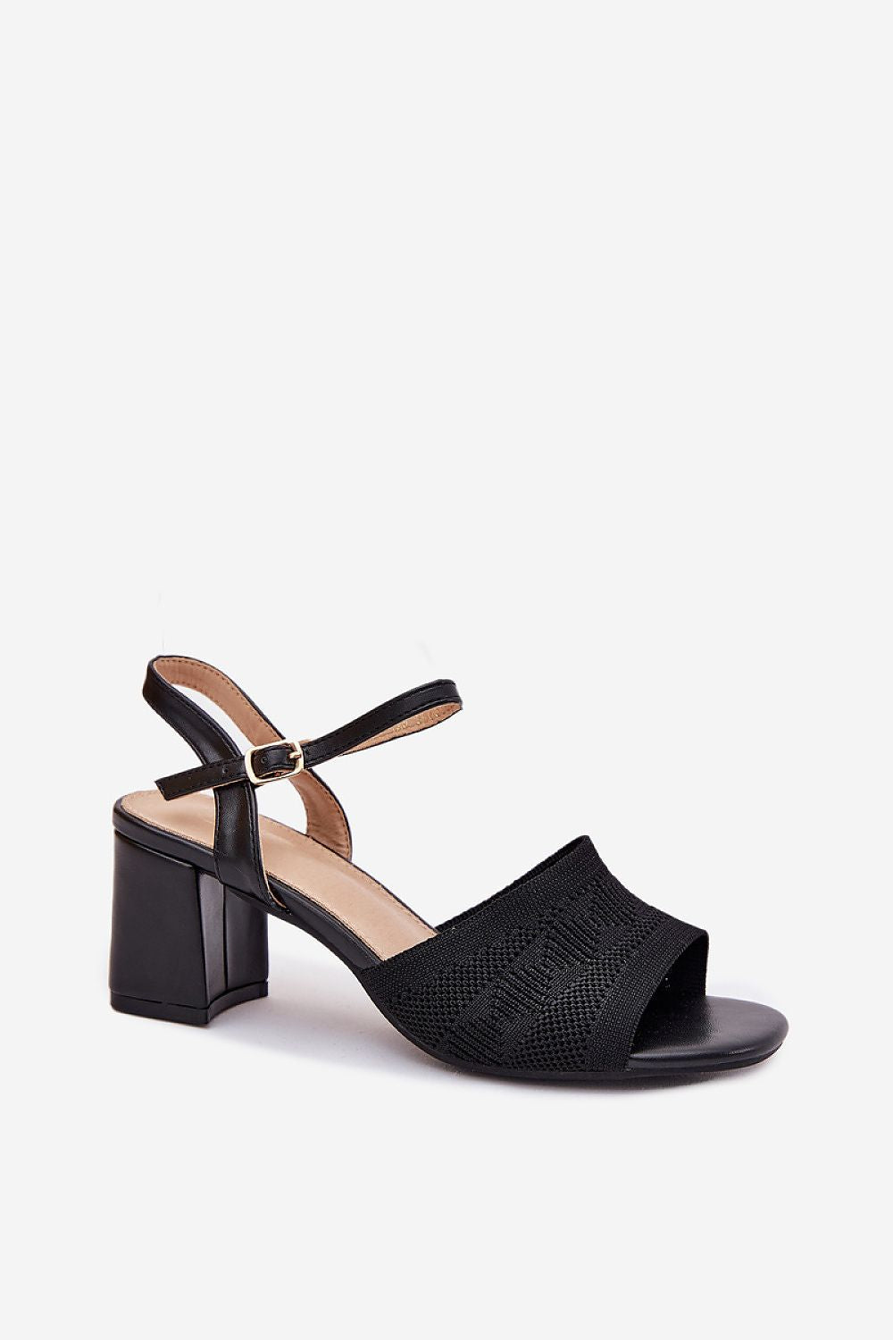 Lureciane Mixed-Media Column Heel Sandals