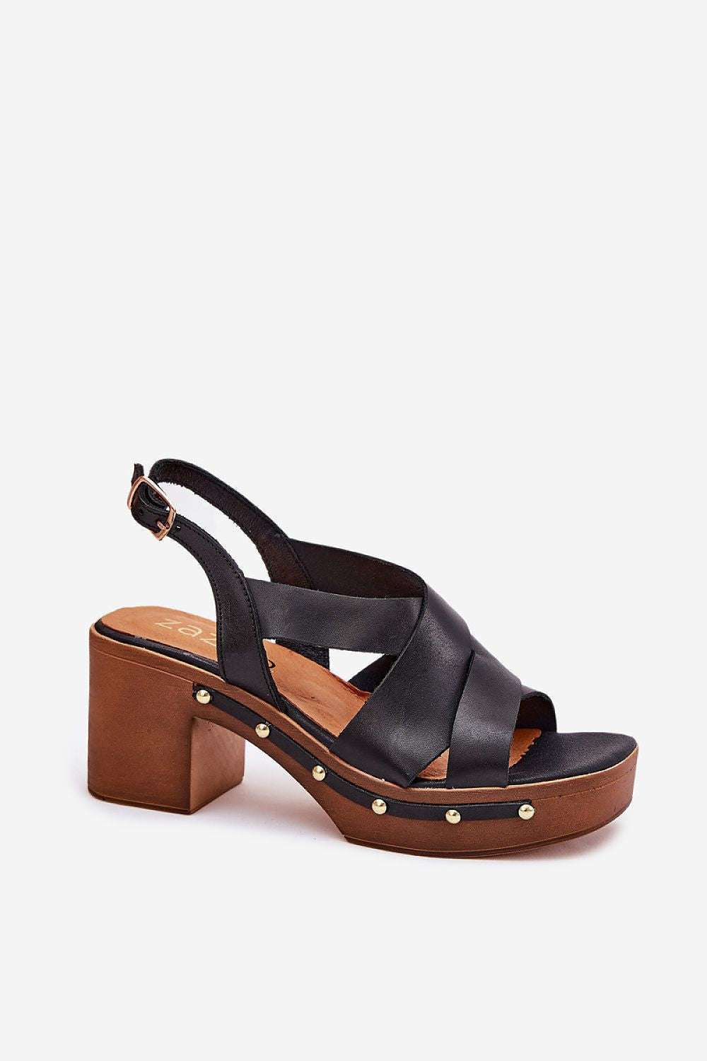 Ormeline Natural Leather Heel Sandals