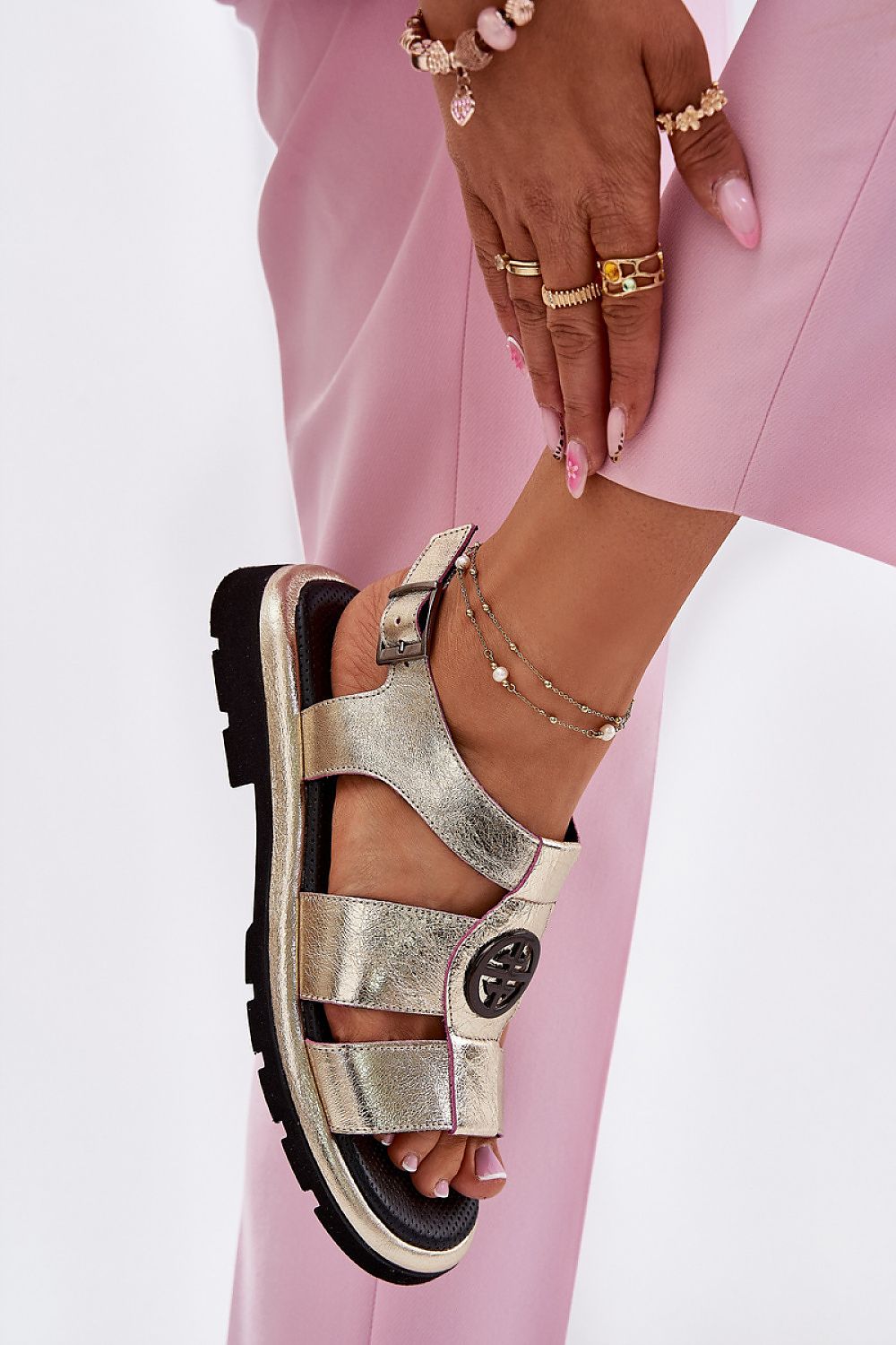 Lunarelle Low Heel Leather Sandals