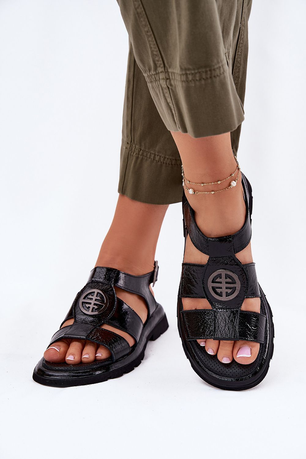 Lunarelle Low Heel Leather Sandals