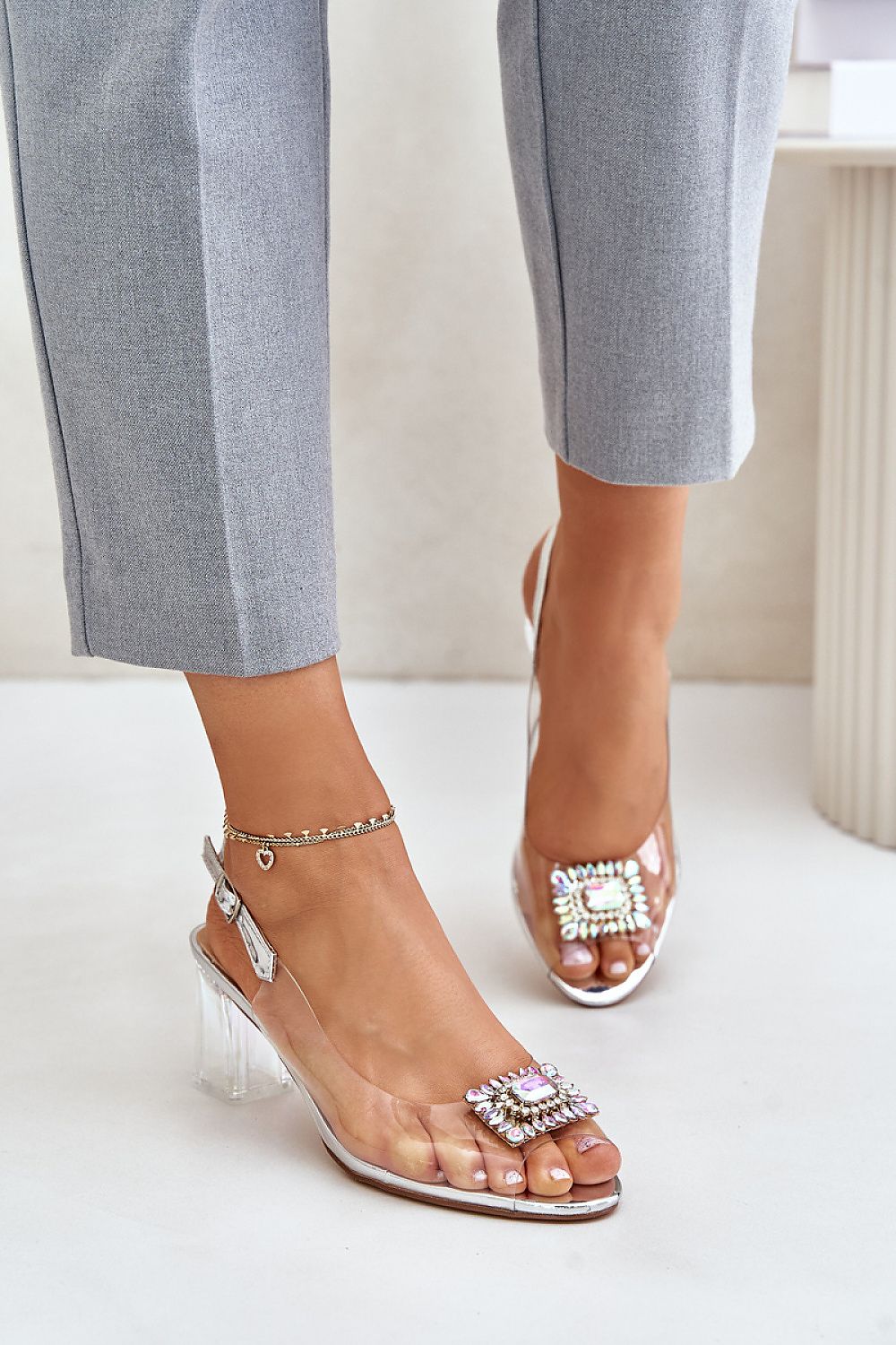 Aureliane Clear Butterfly Heel Sandals