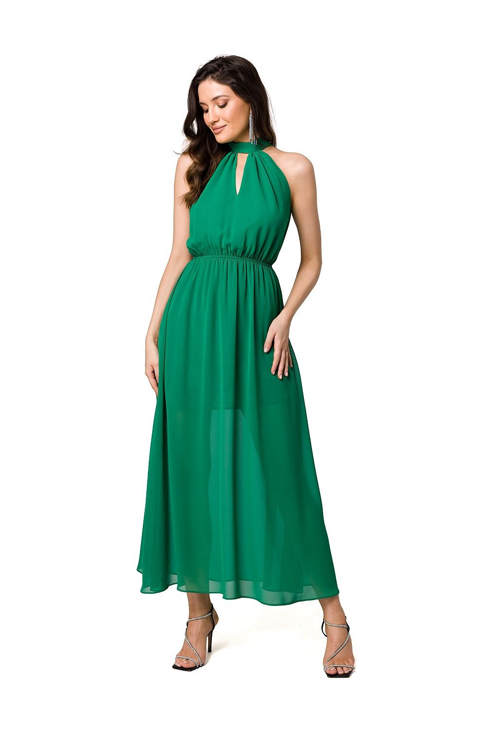 Aurelia Halter-Neck Chiffon Midi Dress