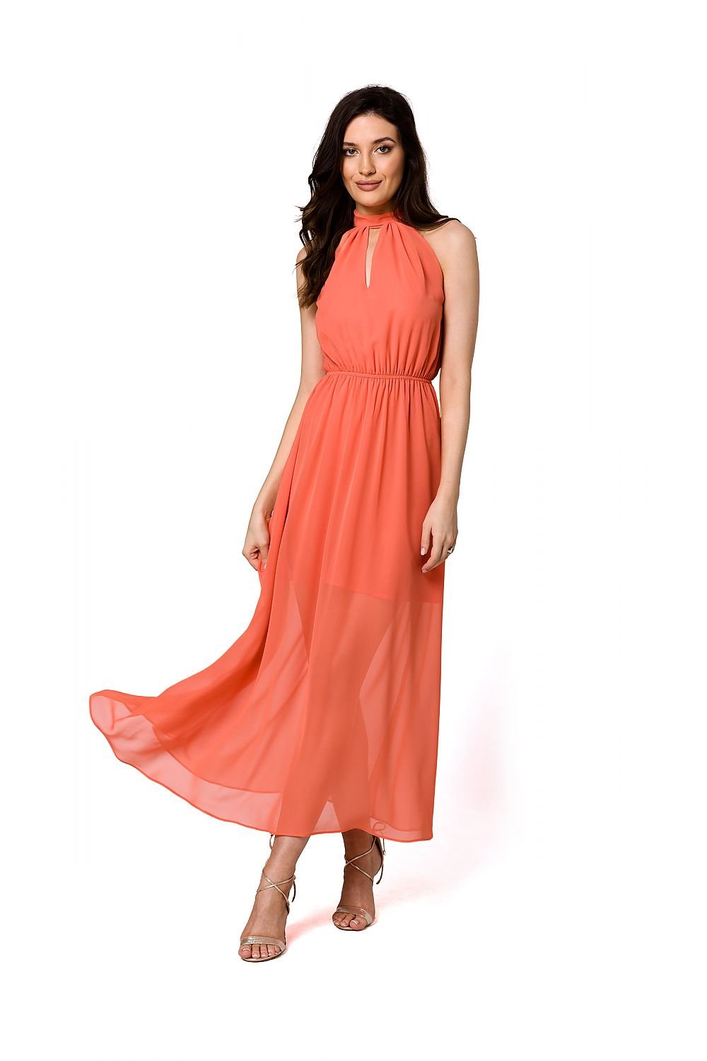 Ellarose Halter Chiffon Midi Dress