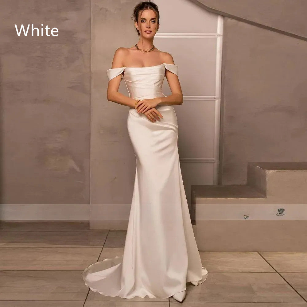Ivory Luxe Satin Mermaid Silhouette Dress