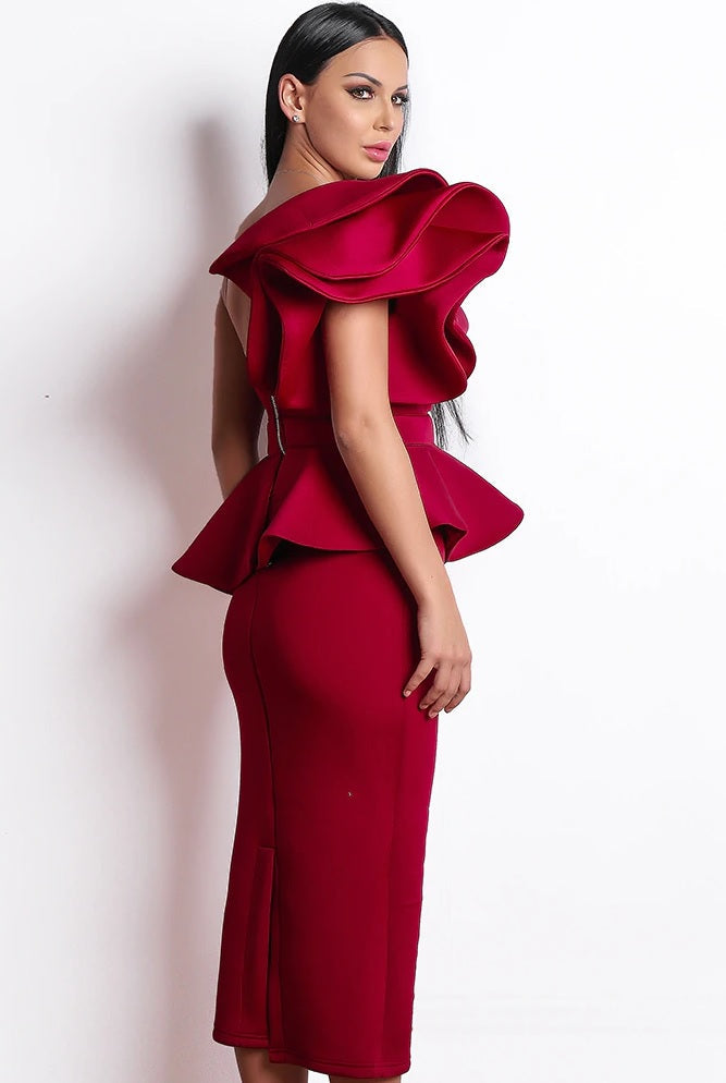 Ravela Red Ankle Cocktail Dress