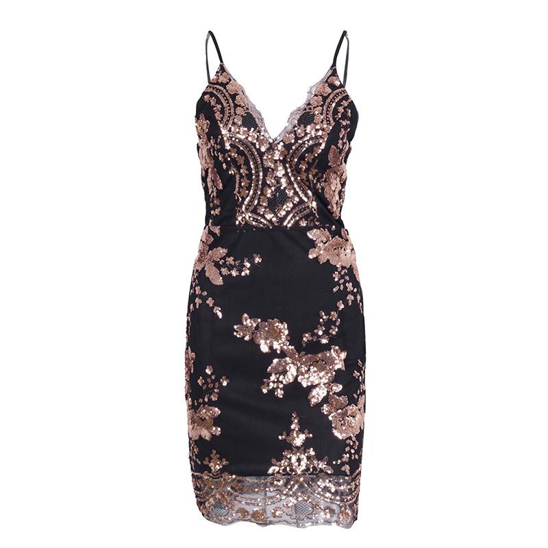 Stardusk Sequin V-Neck Mini Dress