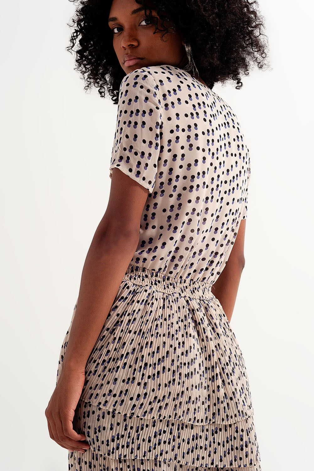 Evellia Cream Peplum Mini Dress