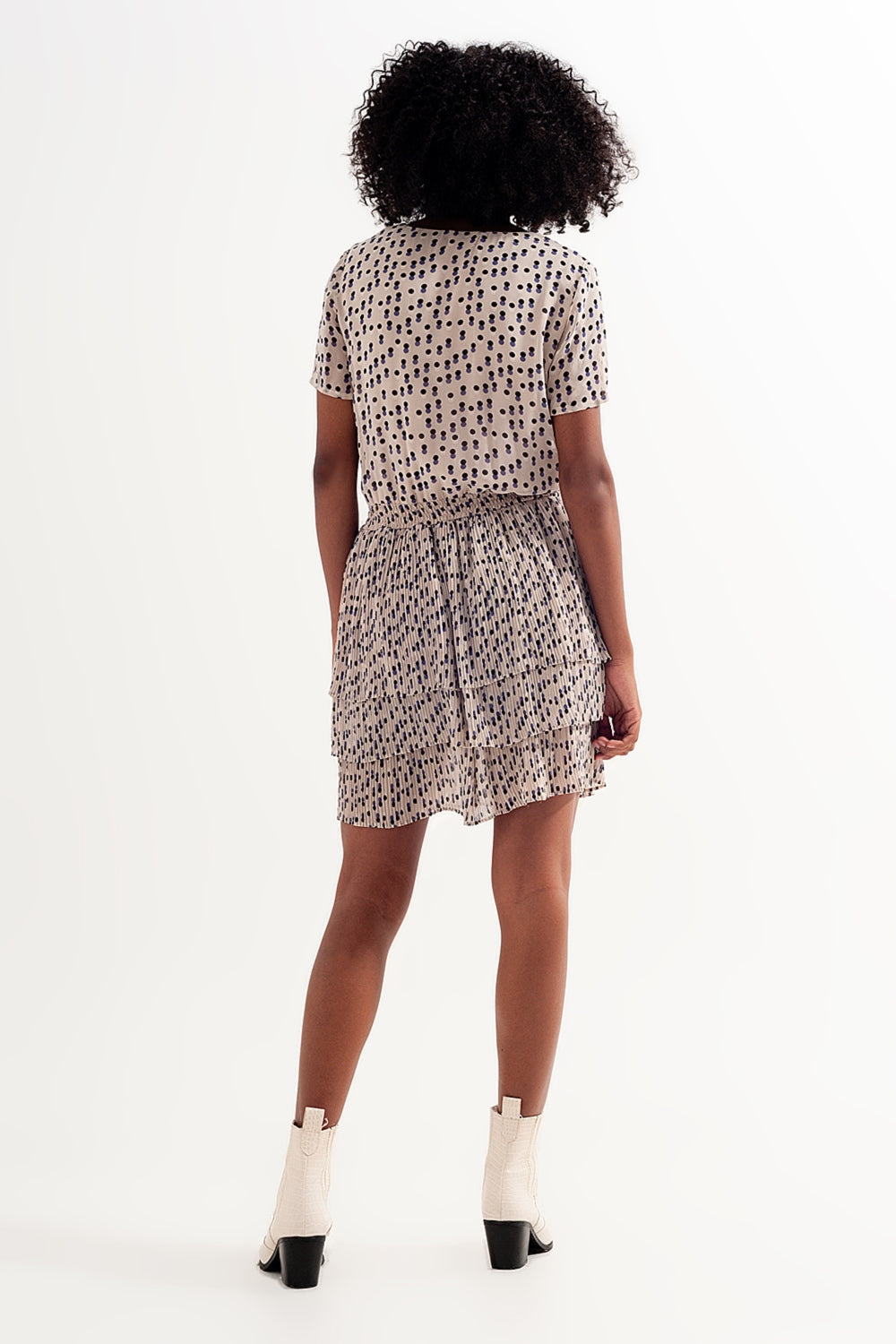 Evellia Cream Peplum Mini Dress