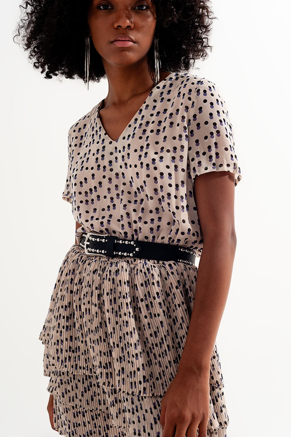 Evellia Cream Peplum Mini Dress