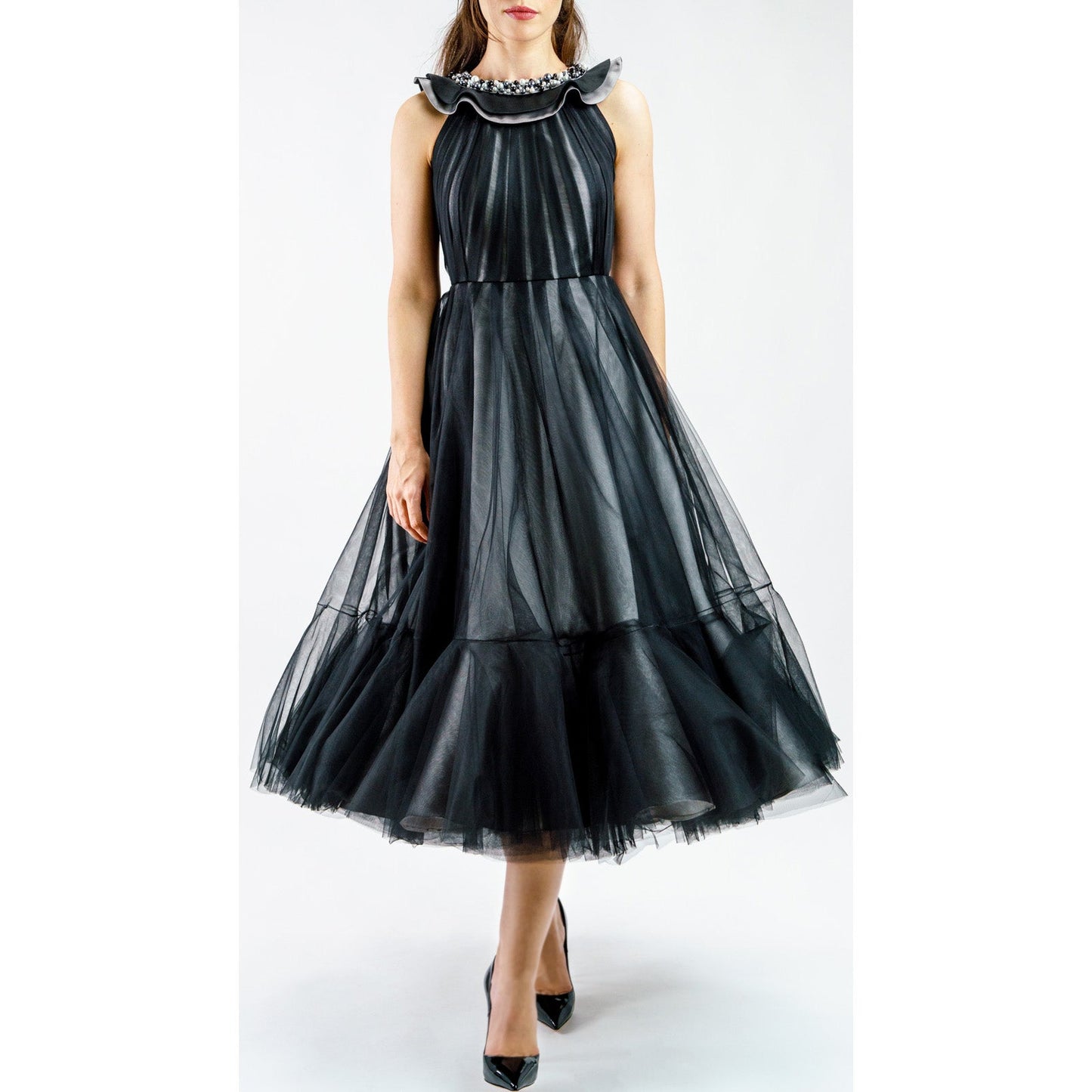 Melanira Pearl Tulle Midi Dress