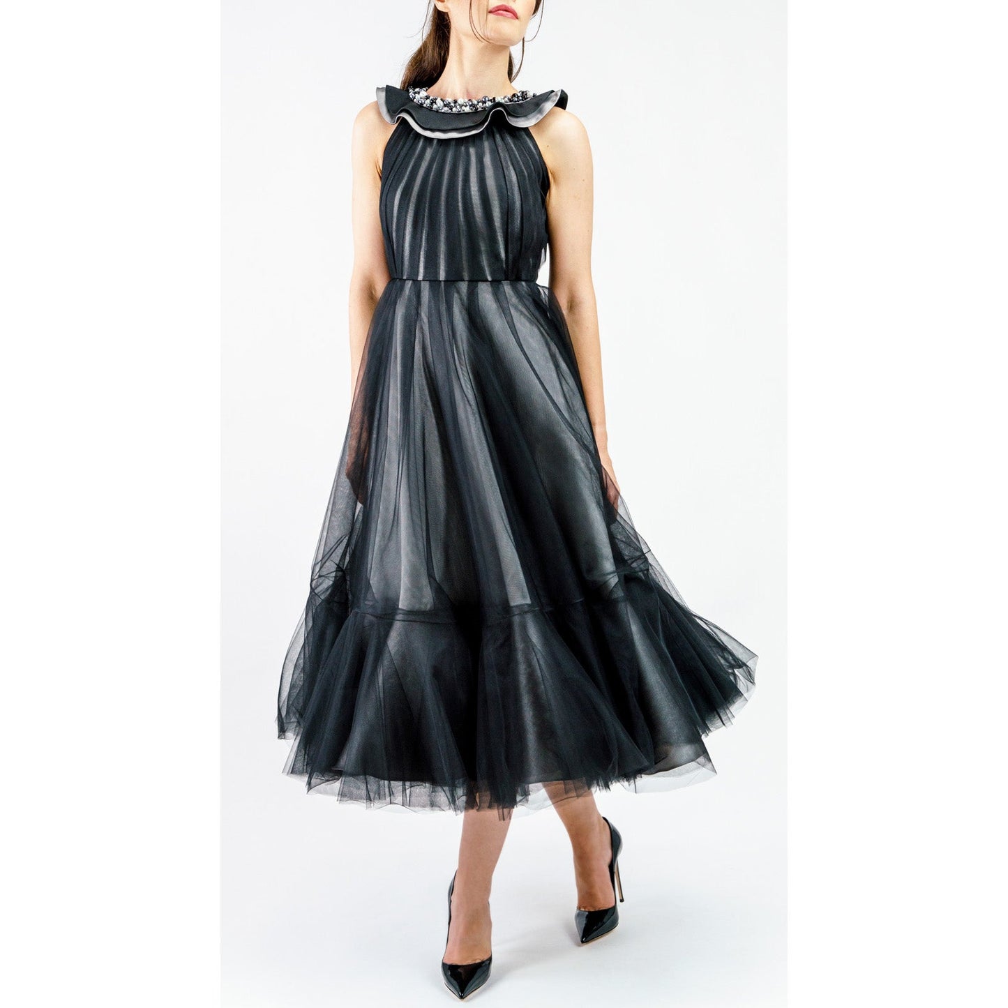 Melanira Pearl Tulle Midi Dress