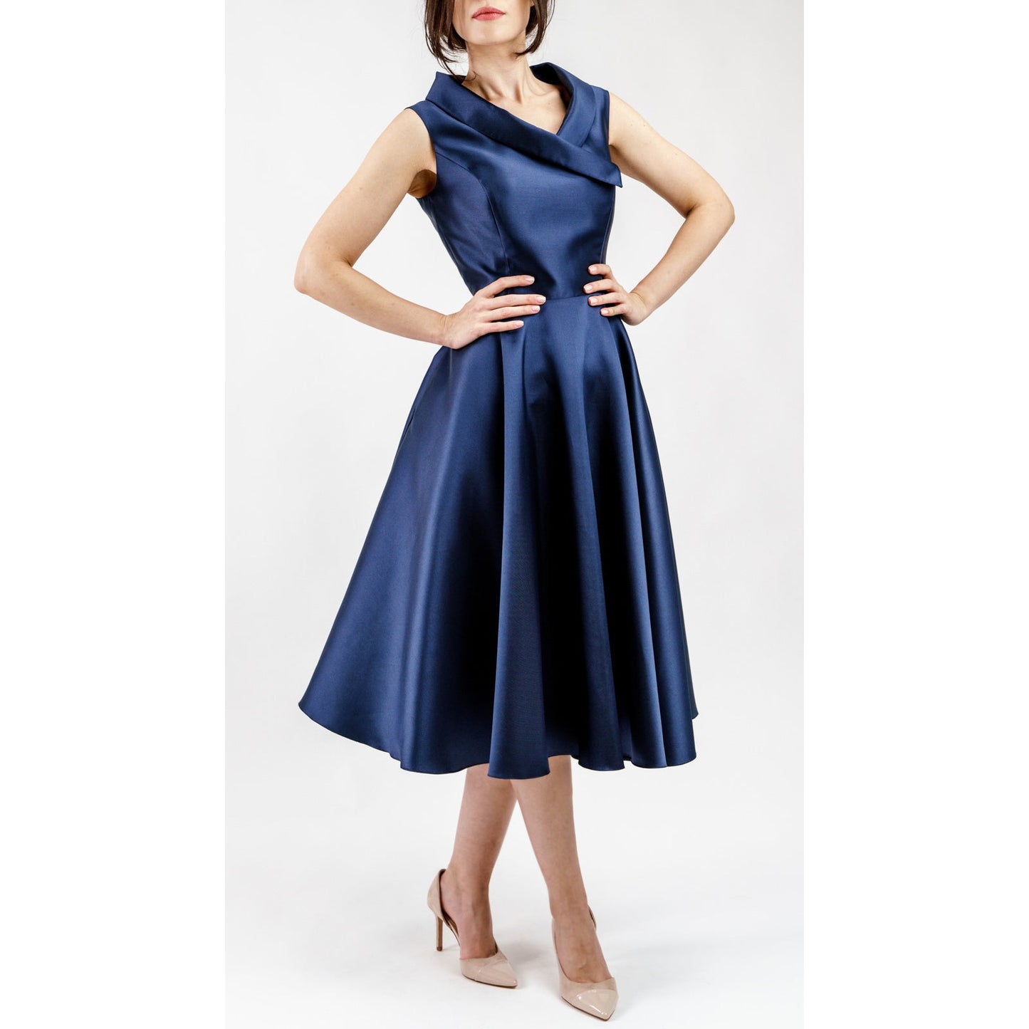 Leonelle Mikado Asymmetric Collar Dress