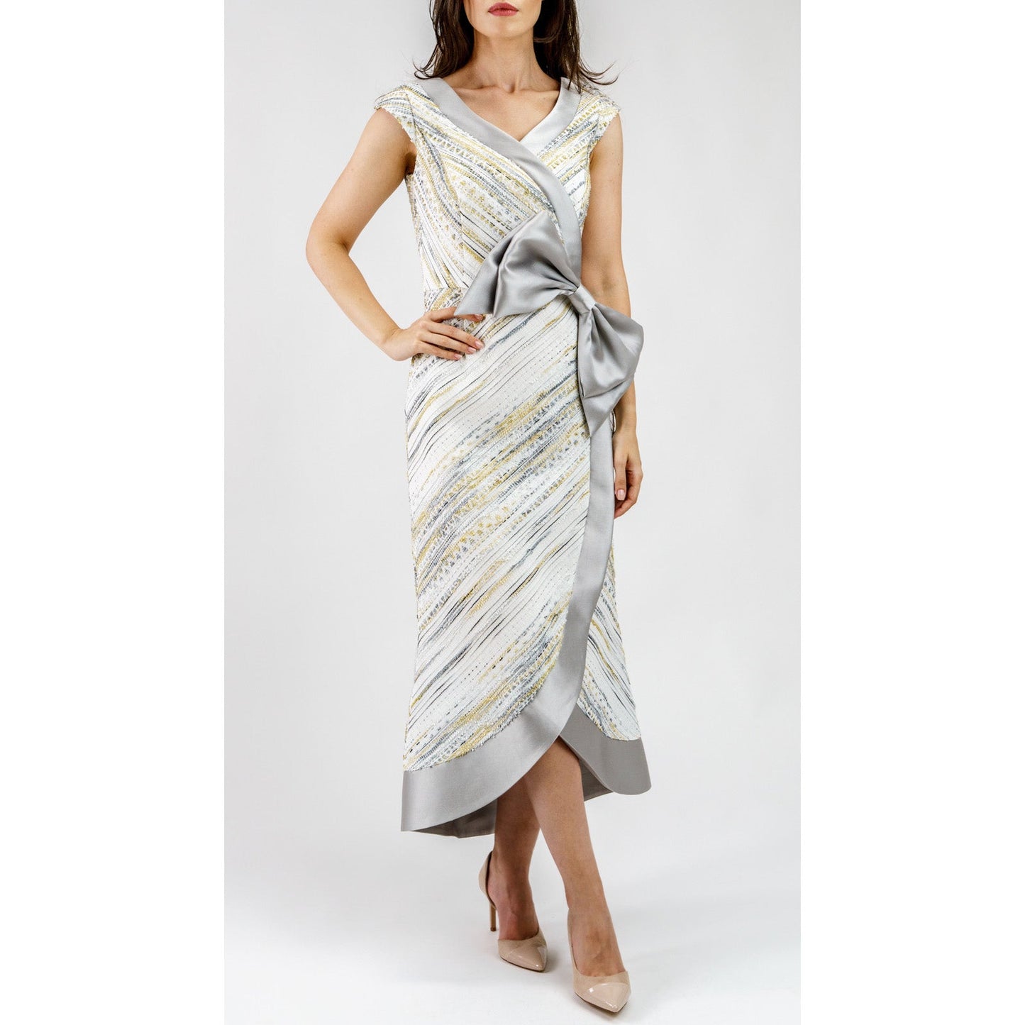 Celestienne Metallic Jacquard Cocktail Dress