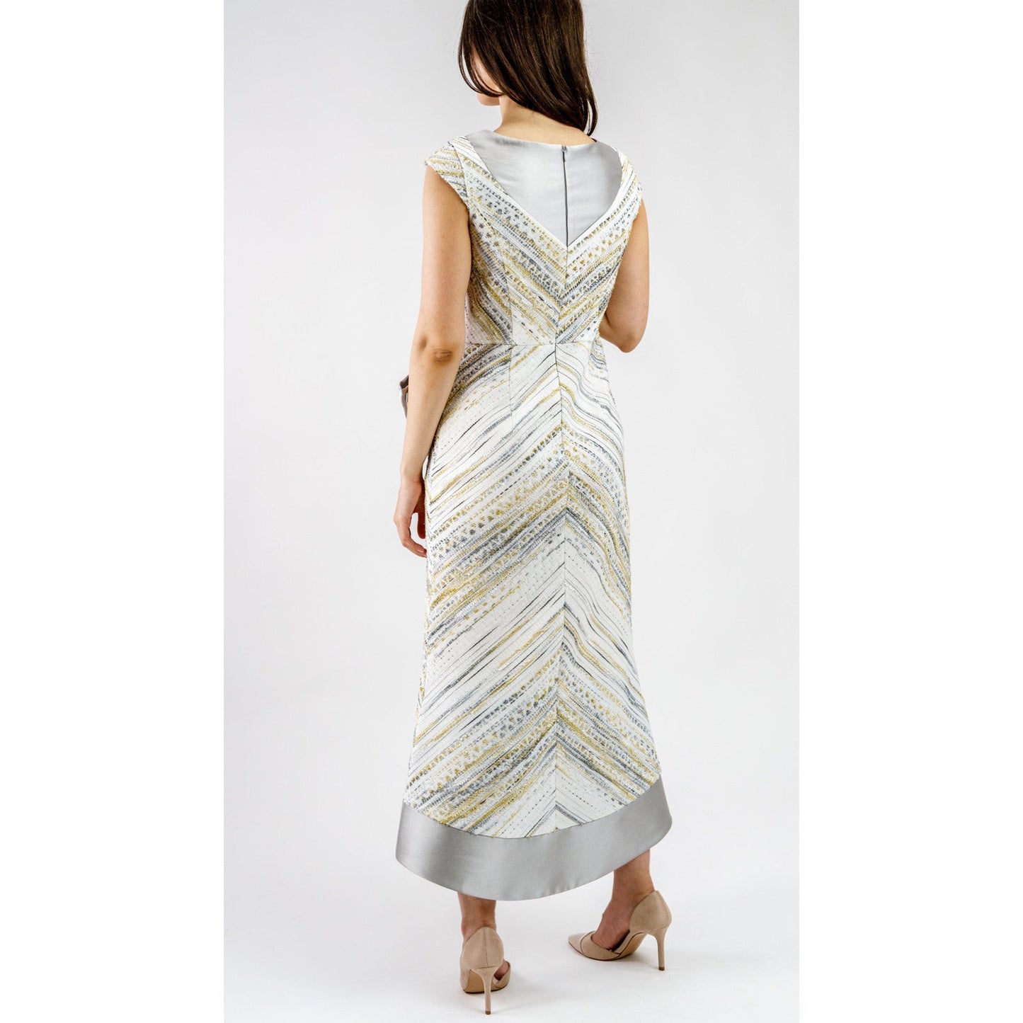 Celestienne Metallic Jacquard Cocktail Dress